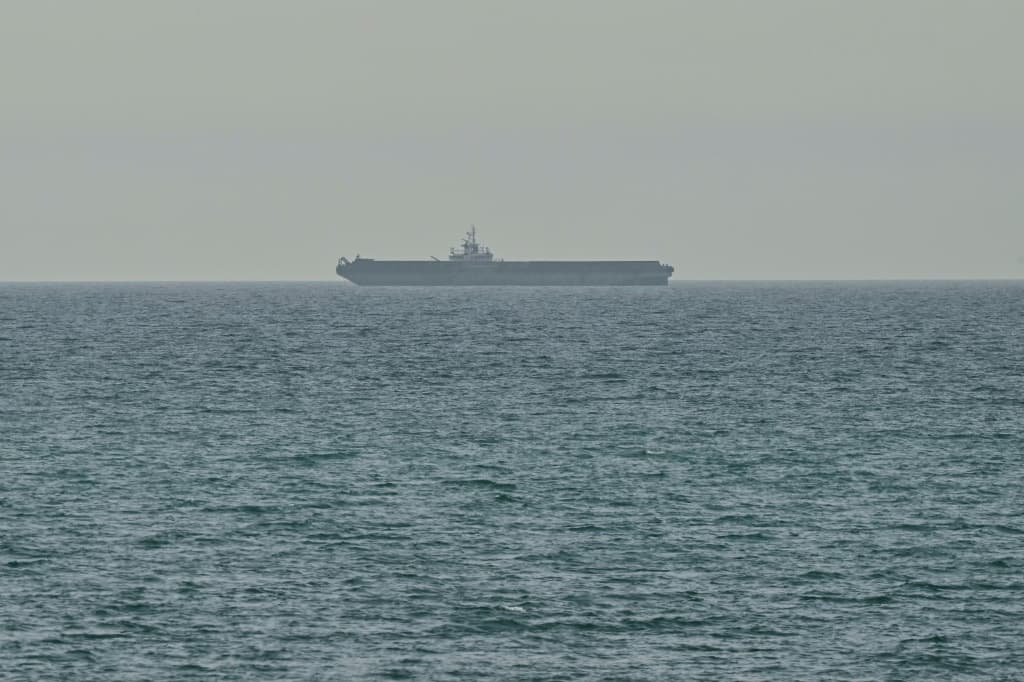 A ship is seen off the coast of Ras al-Khaimah