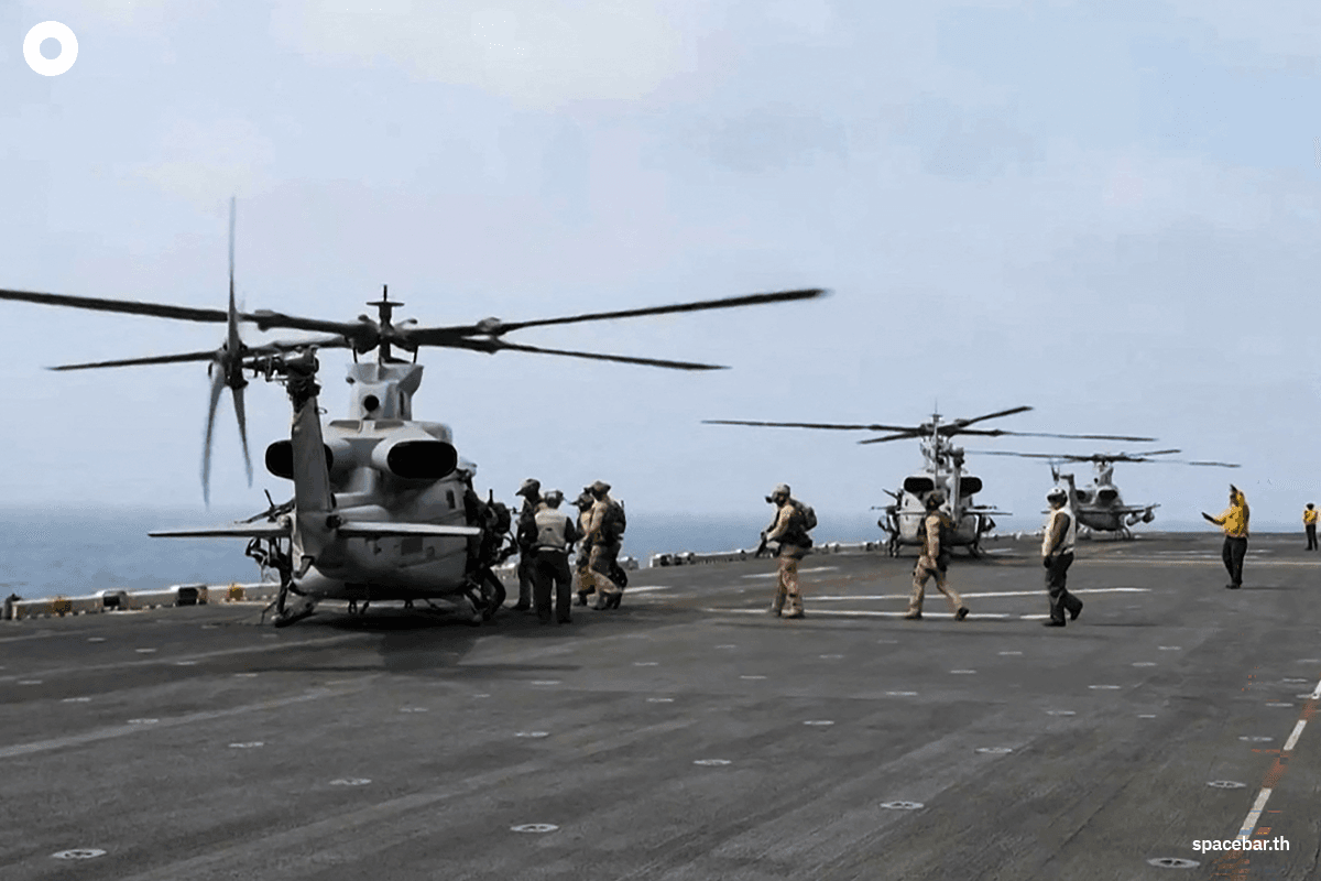 ภาพจากวิดีโอที่กองบัญชาการกลางสหรัฐฯ (CENTCOM) เผยแพร่เมื่อวันที่ 26 กรกฎาคม 2026 แสดงให้เห็นการปฏิบัติการเพื่อบังคับใช้มาตรการปิดล้อมทางทะเลต่ออิหร่าน Photo by - / US CENTRAL COMMAND (CENTCOM) / AFP